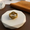 Wholesale Women's Light Luxury Geometric Doublelayer Gem Titanium Steel Electroplated Round Ring