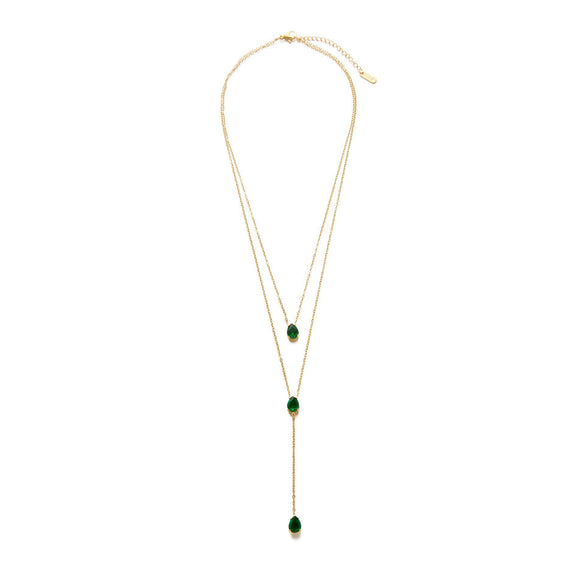 Wholesale Women's Light Luxury Geometric Drop Shape Stainless Steel Zircon Necklace With Vacuum Electroplating In Furnace