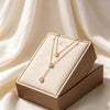Wholesale Women's Light Luxury Geometric Drop Shape Stainless Steel Zircon Necklace With Vacuum Electroplating In Furnace