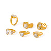 Wholesale Women's Light Luxury Geometric Drop Shape Titanium Steel And Stainless Steel Ring With Diamonds Pvd Furnace Vacuum Real Gold Plated