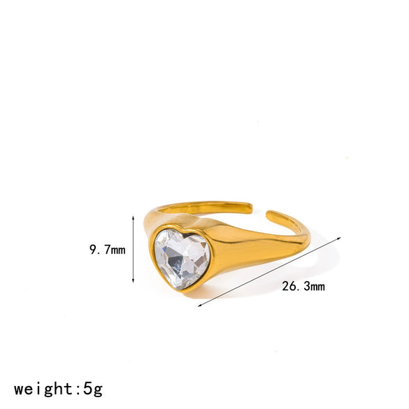 Wholesale Women's Light Luxury Geometric Drop Shape Titanium Steel And Stainless Steel Ring With Diamonds Pvd Furnace Vacuum Real Gold Plated