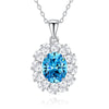 Wholesale Women's Light Luxury Geometric Eggshaped Floral Emerald Diamond 925 Sterling Silver Necklace Cross Chain