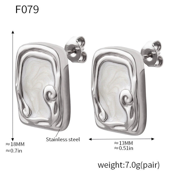 Wholesale Women's Light Luxury Geometric Enamel Glazed Titanium Steel Gold Plated Earrings