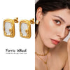 Wholesale Women's Light Luxury Geometric Enamel Glazed Titanium Steel Gold Plated Earrings