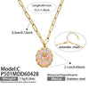 Wholesale Women's Light Luxury Geometric Enamel Oildrip Tulip Oval Goldplated Stainless Steel Pendant Clavicle Necklace