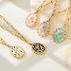 Wholesale Women's Light Luxury Geometric Enamel Oildrip Tulip Oval Goldplated Stainless Steel Pendant Clavicle Necklace