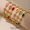 Wholesale Women's Light Luxury Geometric Faceted Glass Stone Hollow Heart Stitching Stainless Steel Goldplated Bracelet