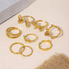 Wholesale Women's Light Luxury Geometric Ferris Wheel Irregular Split Ring Combination Stainless Steel Titanium Steel Pvd Plated 18K Gold Color Preservation Ring