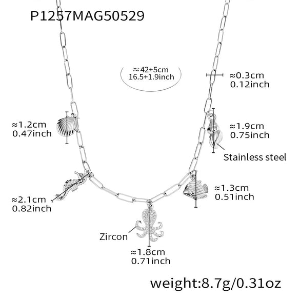 Wholesale Women's Light Luxury Geometric Ferris Wheel Octopus Starfish Diy Necklace In Stainless Steel And Titanium Steel With Electroplating