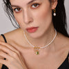 Wholesale Women's Light Luxury Geometric Ferris Wheel Pendant Necklace With Stainless Steel Freshwater Pearl Zircon And Electroplated Titanium Steel