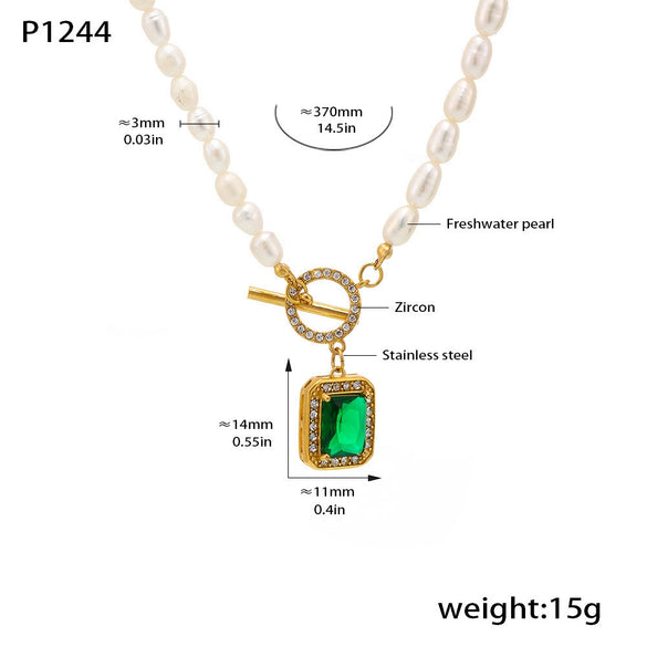 Wholesale Women's Light Luxury Geometric Ferris Wheel Pendant Necklace With Stainless Steel Freshwater Pearl Zircon And Electroplated Titanium Steel