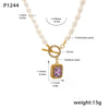 Wholesale Women's Light Luxury Geometric Ferris Wheel Pendant Necklace With Stainless Steel Freshwater Pearl Zircon And Electroplated Titanium Steel