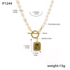 Wholesale Women's Light Luxury Geometric Ferris Wheel Pendant Necklace With Stainless Steel Freshwater Pearl Zircon And Electroplated Titanium Steel