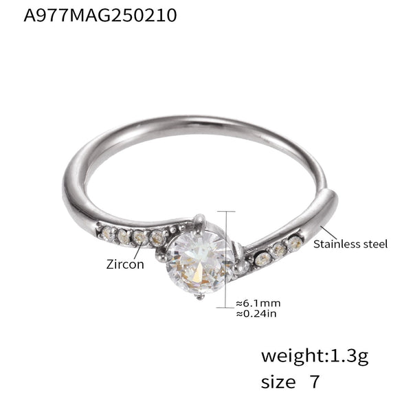 Wholesale Women's Light Luxury Geometric Ferris Wheel Ring Inlaid With Natural Pink Heart Zircon 18K Gold Plated Titanium Steel