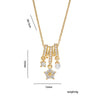 Wholesale Women's Light Luxury Geometric Fivepetal Flower Zircon Pearl Pendant Necklace With O Word Chain Titanium Steel Vacuum Furnace Electroplated 18K Gold Plated Copper