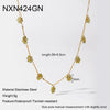 Wholesale Women's Light Luxury Geometric Floral Stainless Steel Clavicle Necklace With Pvd Furnace Vacuum Real Gold Plating