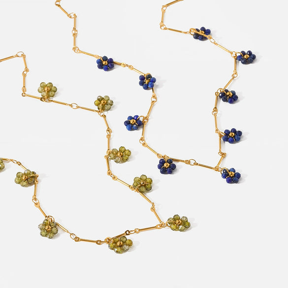 Wholesale Women's Light Luxury Geometric Floral Stainless Steel Clavicle Necklace With Pvd Furnace Vacuum Real Gold Plating