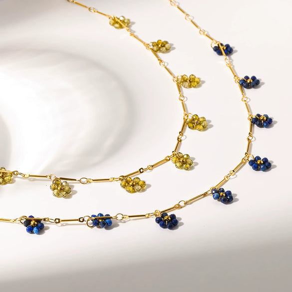 Wholesale Women's Light Luxury Geometric Floral Stainless Steel Clavicle Necklace With Pvd Furnace Vacuum Real Gold Plating