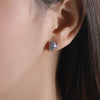 Wholesale Women's Light Luxury Geometric Flower Stud Earrings In 999 Sterling Silver With Micro Inlay