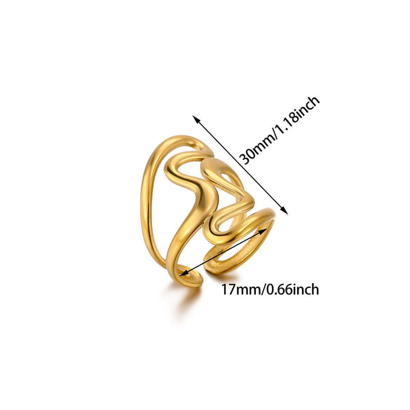 Wholesale Women's Light Luxury Geometric Fruit Inlaid With Gold Stainless Steel Titanium Steel Ring Accessories