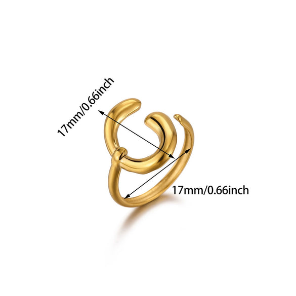 Wholesale Women's Light Luxury Geometric Fruit Inlaid With Gold Stainless Steel Titanium Steel Ring Accessories