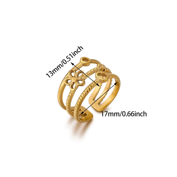 Wholesale Women's Light Luxury Geometric Fruit Inlaid With Gold Stainless Steel Titanium Steel Ring Accessories