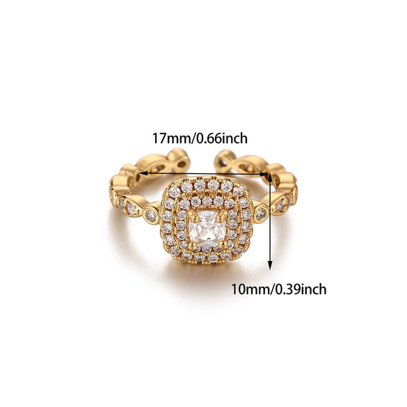 Wholesale Women's Light Luxury Geometric Fruit Pattern Copper Zircon Ring Inlaid With Gold