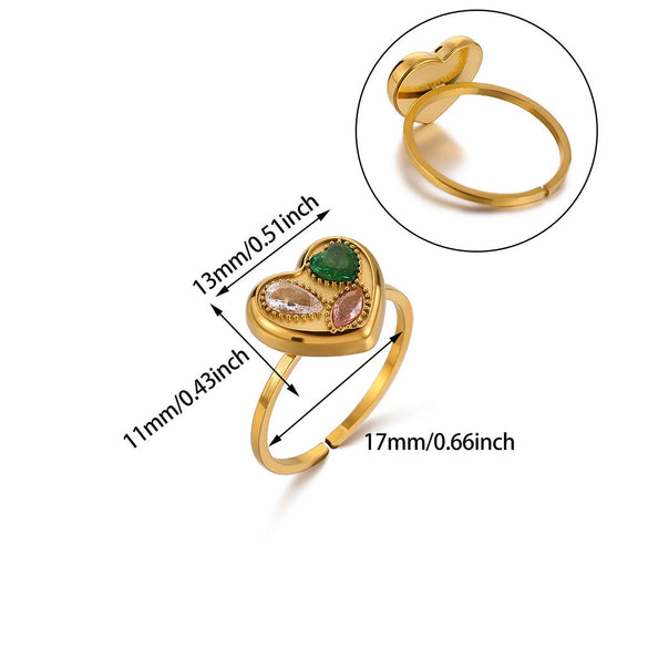 Wholesale Women's Light Luxury Geometric Fruit Pattern Copper Zircon Ring Inlaid With Gold