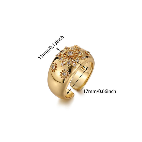 Wholesale Women's Light Luxury Geometric Fruit Pattern Copper Zircon Ring Inlaid With Gold