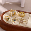 Wholesale Women's Light Luxury Geometric Fruit Pattern Copper Zircon Ring Inlaid With Gold