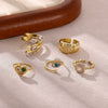 Wholesale Women's Light Luxury Geometric Fruit Pattern Copper Zircon Ring Inlaid With Gold