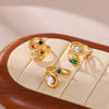 Wholesale Women's Light Luxury Geometric Fruit Pattern Inlaid With Gold Stainless Steel Goldplated Ring Accessories