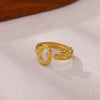 Wholesale Women's Light Luxury Geometric Fruit Pattern Stainless Steel Titanium Steel Gold Inlaid Open Ring Accessories