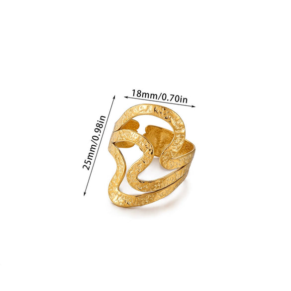 Wholesale Women's Light Luxury Geometric Fruit Pattern Stainless Steel Titanium Steel Gold Inlaid Open Ring Accessories