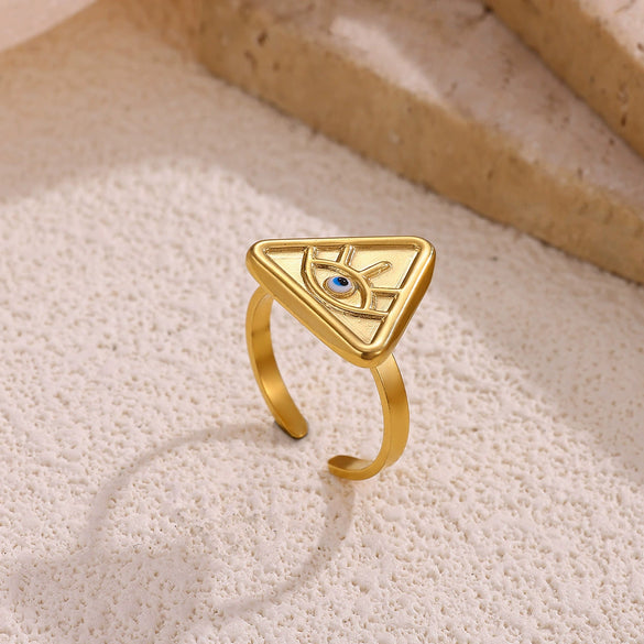 Wholesale Women's Light Luxury Geometric Fruit Shape Stainless Steel Gold Inlaid Ring