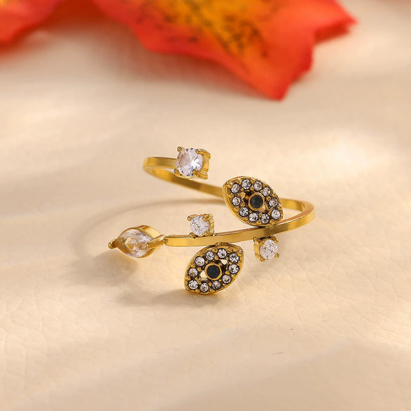 Wholesale Women's Light Luxury Geometric Fruit Shaped 18K Gold Inlaid Fashion Ring