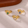 Wholesale Women's Light Luxury Geometric Fruitshaped Inlaid With Gold Stainless Steel Zircon Imitation Pearl Ring Accessories