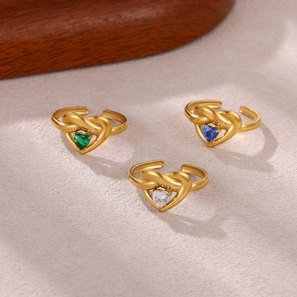 Wholesale Women's Light Luxury Geometric Fruitshaped Inlaid With Gold Stainless Steel Zircon Imitation Pearl Ring Accessories