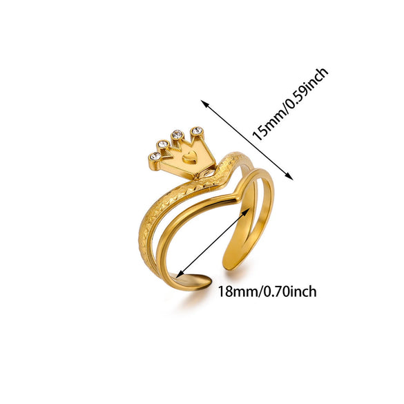 Wholesale Women's Light Luxury Geometric Fruitshaped Inlaid With Gold Stainless Steel Zircon Imitation Pearl Ring Accessories