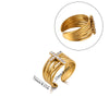 Wholesale Women's Light Luxury Geometric Fruitshaped Inlaid With Gold Stainless Steel Zircon Imitation Pearl Ring Accessories