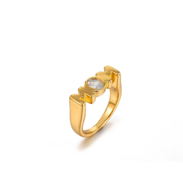 Wholesale Women's Light Luxury Geometric Fruitshaped Stainless Steel Ring Inlaid With Gold Accessories
