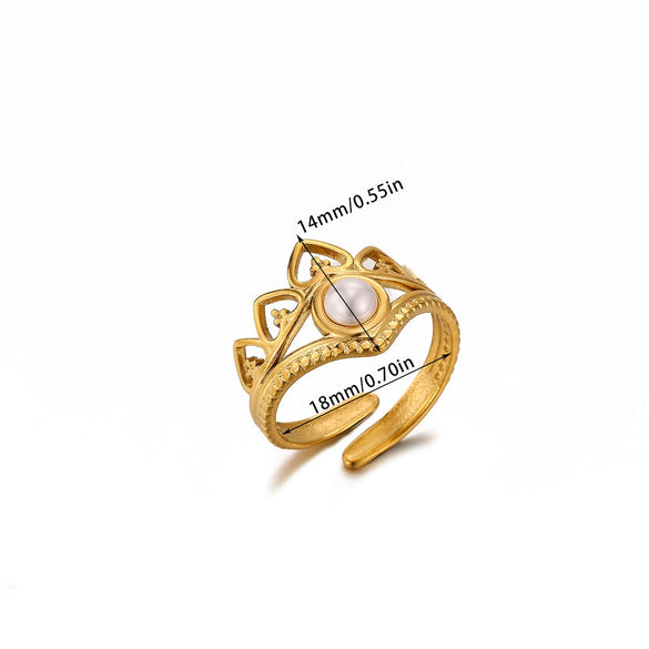 Wholesale Women's Light Luxury Geometric Fruitshaped Stainless Steel Ring Inlaid With Zircon And Gold