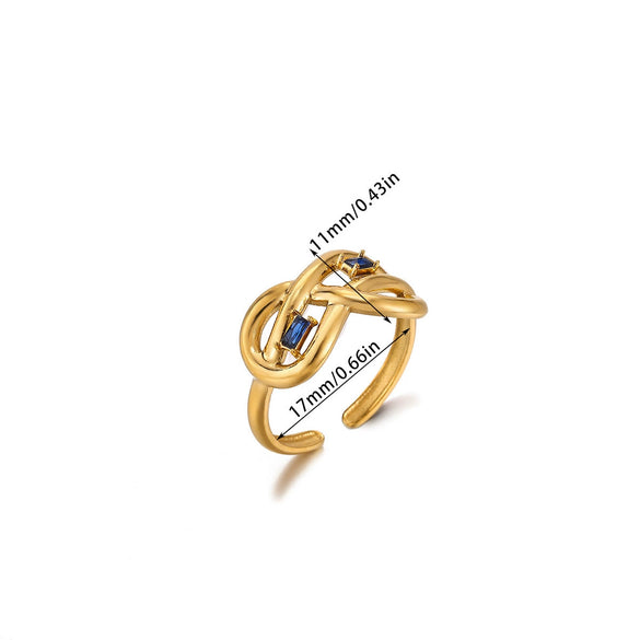 Wholesale Women's Light Luxury Geometric Fruitshaped Stainless Steel Ring Inlaid With Zircon And Gold