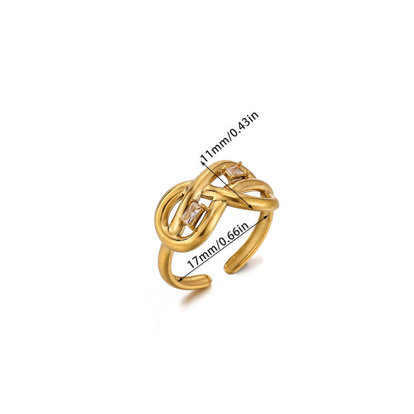 Wholesale Women's Light Luxury Geometric Fruitshaped Stainless Steel Ring Inlaid With Zircon And Gold