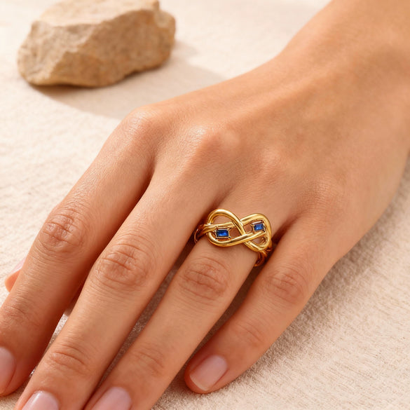 Wholesale Women's Light Luxury Geometric Fruitshaped Stainless Steel Ring Inlaid With Zircon And Gold