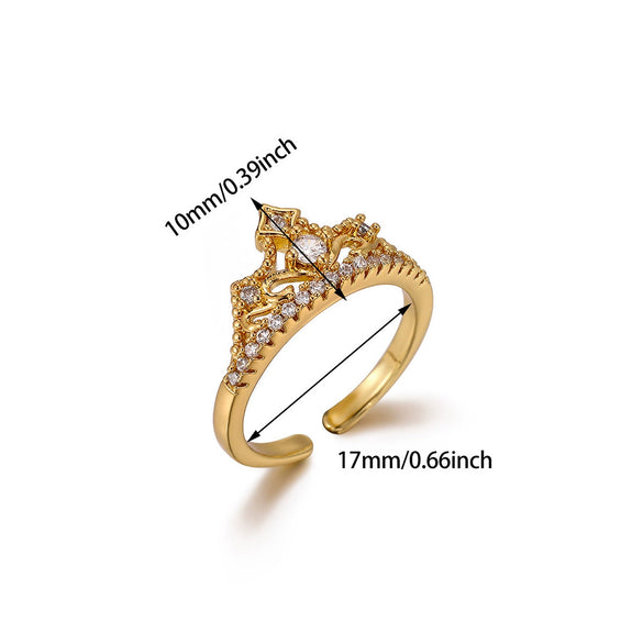 Wholesale Women's Light Luxury Geometric Fruitshaped Zirconinlaid Stainless Steel Goldinlaid Open Ring Accessories