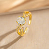 Wholesale Women's Light Luxury Geometric Gold Plated Copper Bowknot Ring With Diamonds