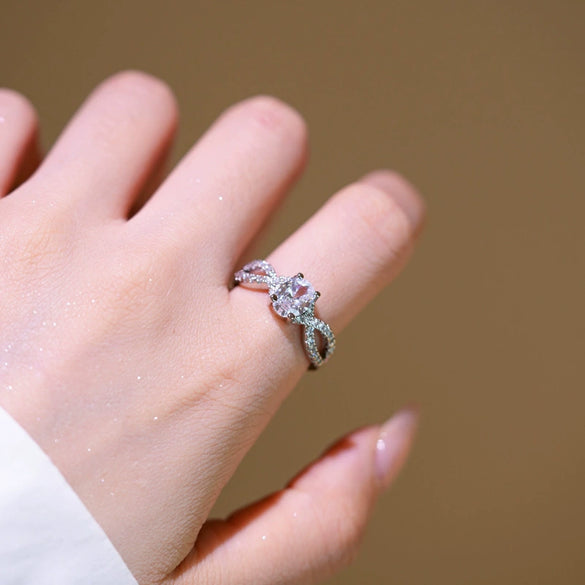 Wholesale Women's Light Luxury Geometric Gold Plated Copper Bowknot Ring With Diamonds