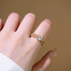 Wholesale Women's Light Luxury Geometric Gold Plated Copper Bowknot Ring With Diamonds