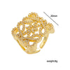 Wholesale Women's Light Luxury Geometric Gold Plated Copper Cut Out Diamond Fashion Ring